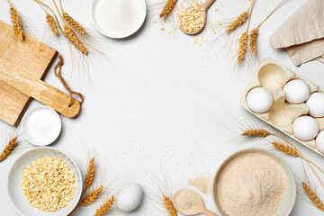 Baking white background with organic ingredients - 581849990