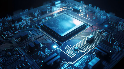 Fototapeta premium Integrated Electronic Processor Space for Design Elements (created with Generative AI)