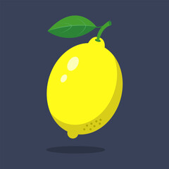 Lemon with leaves isolated on background.