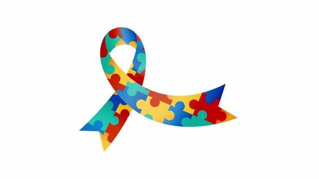 Autism awareness Ribbon. Puzzle ribbon
