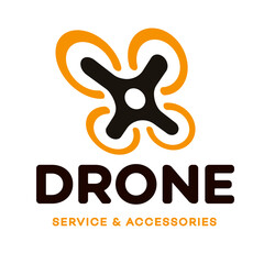 Drone logo vector color isolated on white background for quadrocopter equipment, flying club labels, badges and design elements. Illustration 10 eps