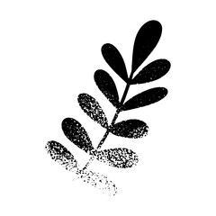 Textured Plant Leaves Silhouette. Hand Drawn Element Design