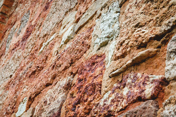 Ancient brick wall. Old wall texture background.