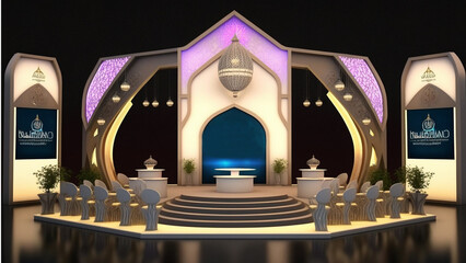 stage booth ramadan and eid background. generative with ai tools