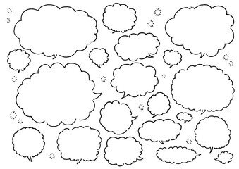 ペンで書いた雲型のふわふわした吹き出し