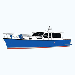 Vector boat high-quality line art and illustration.