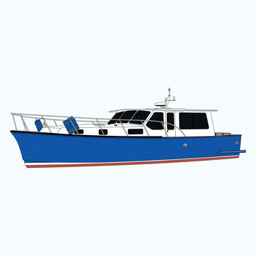 recommend clip art: Vector boat high-quality line art and illustration.