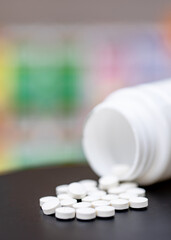 Macro Shot of White Medicine Pills, Drugs from pharmaceutical industry