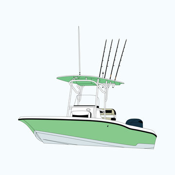 recommend clip art: Fishing speed-boat illustration. Printable on t-shirt and various object.