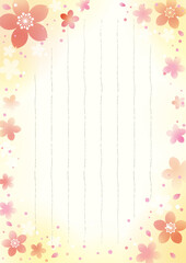 桜満開の便箋　オレンジ