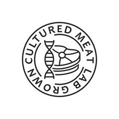 Lab grown meat sign. Editable vector illustration