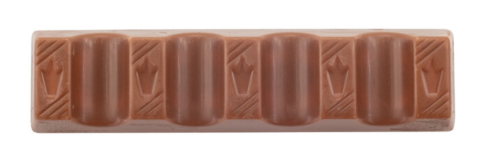 Milk chocolate bar on a white background. piece of chocolate