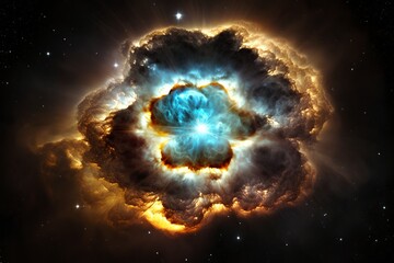 illustration, the bright supernova explosion, distant nebula, generative ai.