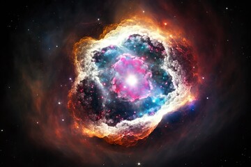 illustration, the bright supernova explosion, distant nebula, generative ai.