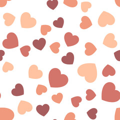 Colorful seamless pattern of beige and brown hearts. Suitable for printing on textile, fabric, wallpapers, postcards, wrappers