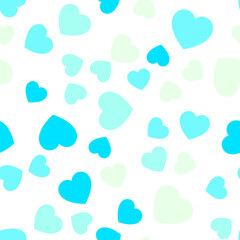 Colorful seamless pattern of light pink and turquoise hearts. Suitable for printing on textile, fabric, wallpapers, postcards, wrappers