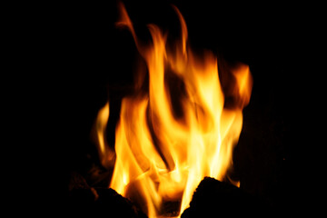 campfire on black background