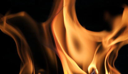bright fire on black background