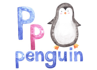 Aquarelle letter P for written word 
