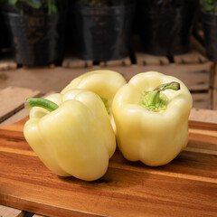 paprika on wooden background
