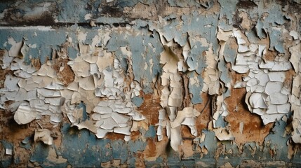 Cracked and peeling paint on a weathered wall Generative AI
