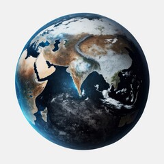 Illustration of planet Earth isolated on plain background. Generative AI