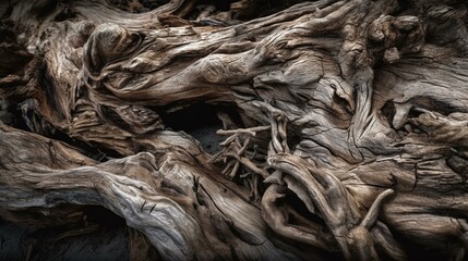 A rough and rugged driftwood texture with natural shapes Generative AI