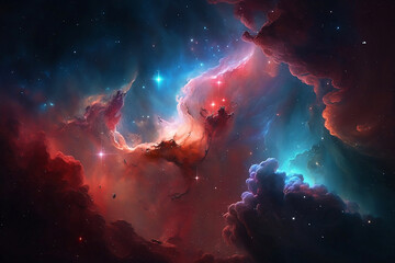 Obraz na płótnie Canvas Fantasy Misty Nebula and Stars in Deep Space 