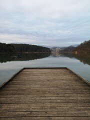 wooden pier on lake
