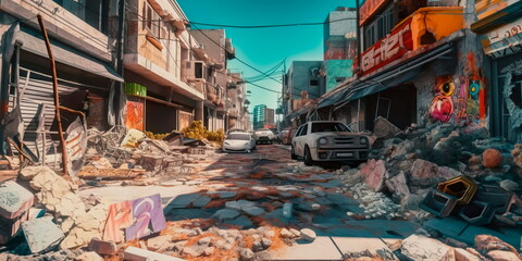 City after the earthquake destroyed Generative AI