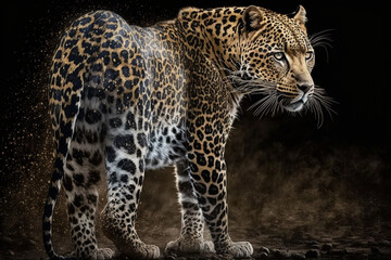 Fototapeta na wymiar An agile leopard with dark spots Generative AI