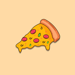 pizza cartoon vector illustration. fast food concept isolated vector. flat cartoon style
