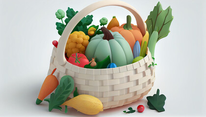 Healthy Vegetable in basket Ai generated image