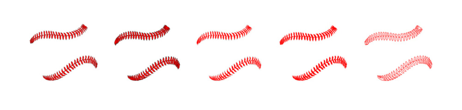 Baseball laces set. Lace from a baseball on a white background. Vector illustration.