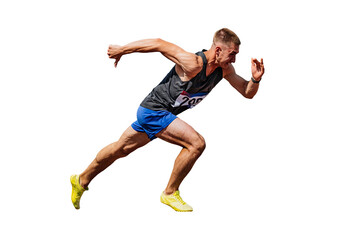 athlete runner starting running sprint on transparent background, sports photo