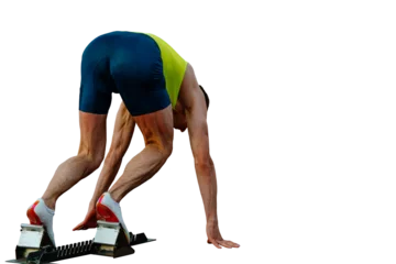 Rolgordijnen athlete runner in starting blocks athletics competition on transparent background, sports photo © sports photos