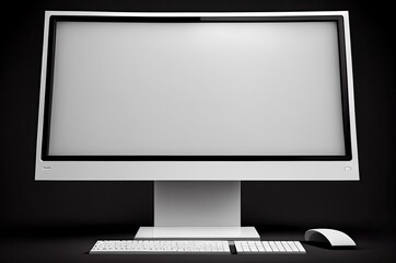 Stylish Sleek Modern Monitor Mockup Black Background Display With Copyspace Generative AI