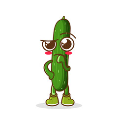 cute zucchini character with confused expression.