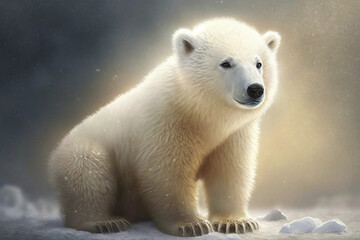 Obraz na płótnie Canvas A fluffy polar bear with fluffy white fur Generative AI