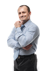 Successful businessman on white