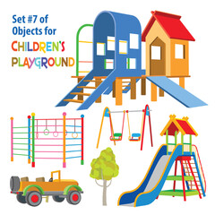 Set of objects for children's playground. Vector illustration isolated on white background
