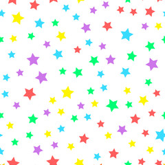 Seamless repeating pattern of red, green, purple, yellow, blue for fabric, textile, papers and other various surfaces