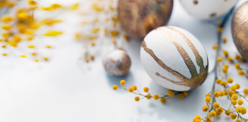 easter background with golden eggs