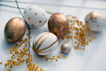 easter background with golden eggs