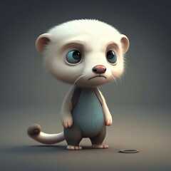 Fototapeta premium cartoon illustration, cute ferret, ai generative
