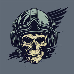 Skull With Helmet Vector Art, Illustration, Icon and Graphic