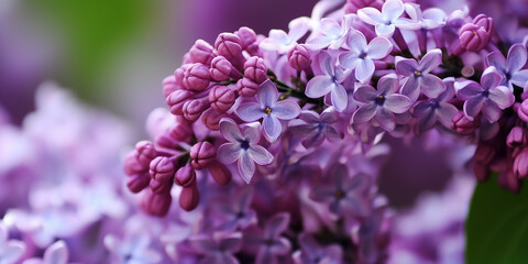 Close-up of lilac blossoms in bloom, detailed texture showcasing spring and floral themes.
