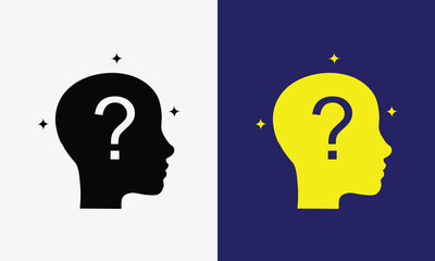 Question mark of vector isolated icons. Help sign man head.  Question concept.
