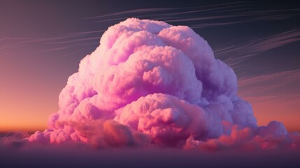 A fluffy white cloud set against a gradient pink and purple sky Generative AI