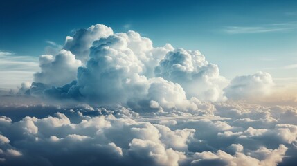 Soft white clouds against a pale blue sky Generative AI